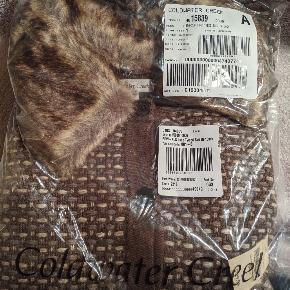 New in bag luxe tweed sweater jacket
